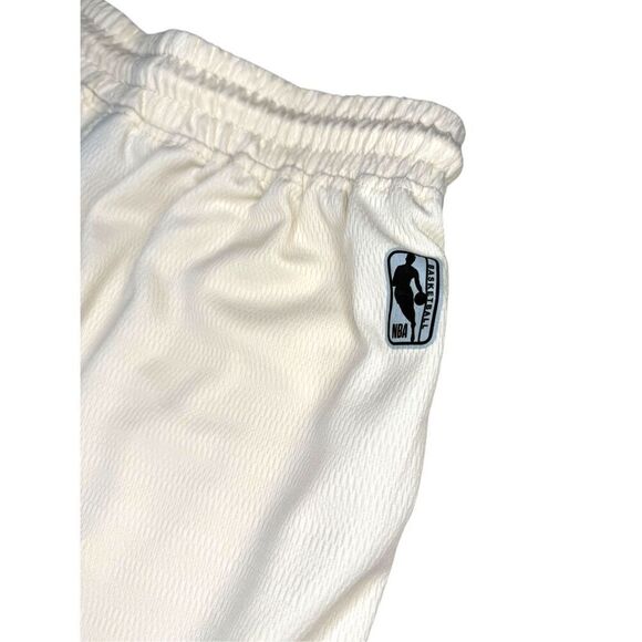 NBA Boys Large Basketball Shorts Beige Blue Drawstring Pockets - Picture 6 of 6